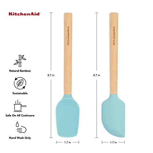 KitchenAid Mini Spatula Set with Bamboo Handle - Set of 2 in Aqua Sky