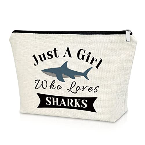 Sazuwu White Shark Makeup Bag for Girls & Women - Marine Animal Gift
