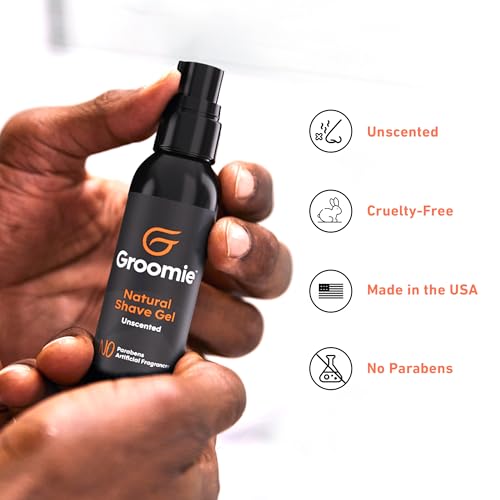 Groomie Natural Shave Gel for Sensitive Skin - 60 mL, Unscented