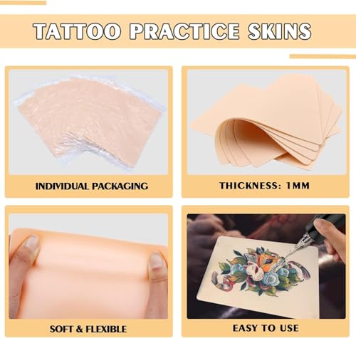 Tattoo Practice Skin & Transfer Paper Kit - 28pcs Double Sided Silicone
