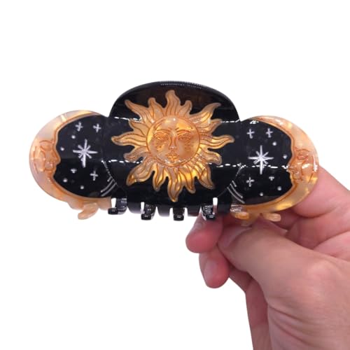 OMG Decor Boho Sun Claw Hair Clips – Moon Design, Large Acetate Hair Clip Set