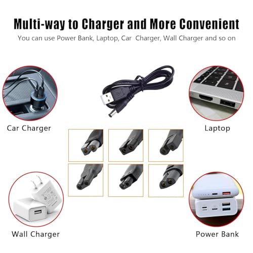 PDEEY 7-Piece Replacement Charging Cables for Hair Clippers & Grooming Devices