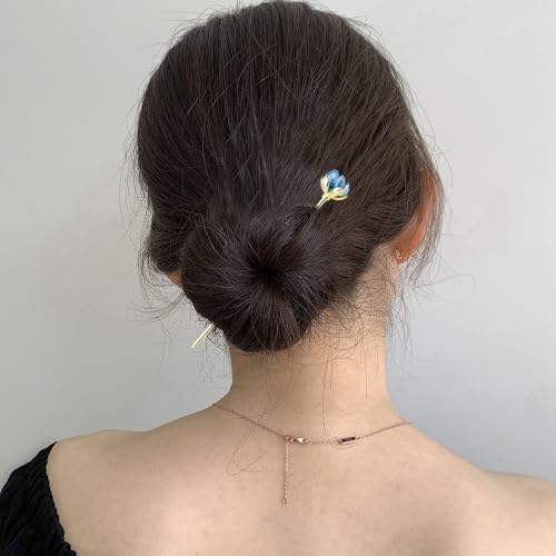 Milovgvset 4PCS Gold Lotus Hair Sticks for Buns Vintage Chinese Hairpins Women Girls