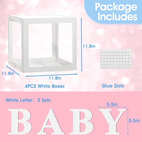 Lovelite Baby Shower Balloon Boxes with Letters - 4 Transparent Decorations