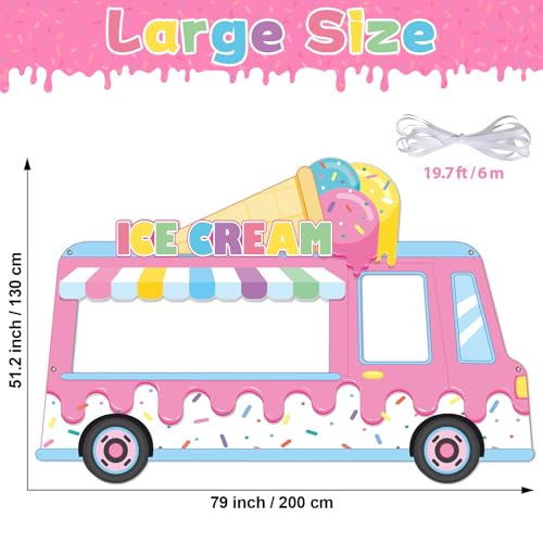 79x51 Inch Ice Cream Shop Photo Booth Backdrop for Parties