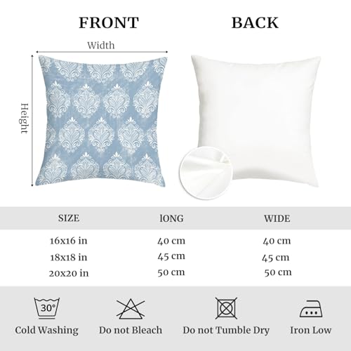 Vintage Blue Floral Throw Pillow Cushion Covers - Set of 4, 18x18