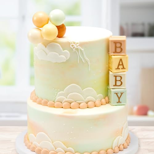DecoSet Timeless Baby Blocks Cake Topper for 1st Birthday & Baby Showers