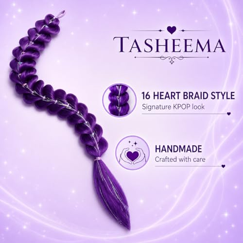 TASHEEMA 24-Inch Pre-Braided Ponytail Extension, Dark Purple Synthetic Hair