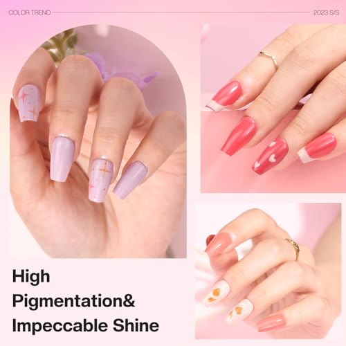 Morovan 15-Piece Red & Pink Nail Polish Set, Quick-Dry Glossy Fingernail Kit