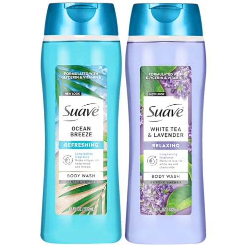 Suave Moisturizing Body Wash Variety 2-Pack, Ocean Breeze & White Tea
