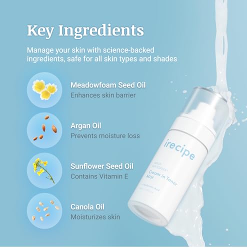 IRECIPE Aqua Phytoplex Cream in Toner Mist Variation 1 – Milky Face Spray with Hyaluronic Acid, Korean Vegan Skincare, 2.03 oz