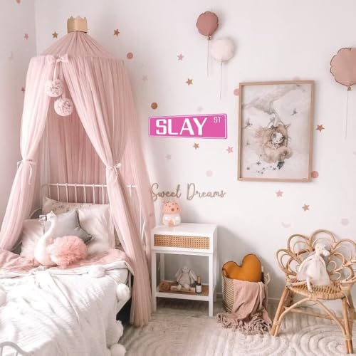 Funny Pink Street Sign Wall Decor - 16" x 4" for Teen Rooms