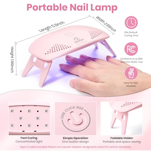 Beetles HEMA-Free Gel Nail Polish Kit with UV Lamp, 6-Piece Starter Set