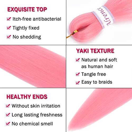 Alrence 30 Inch Pink Braiding Hair - Pre Stretched 3 Packs for Knotless Braids