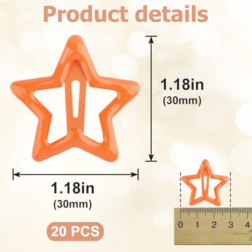 20-Piece Orange Star Hair Clips for Women - Non-Slip Barrettes
