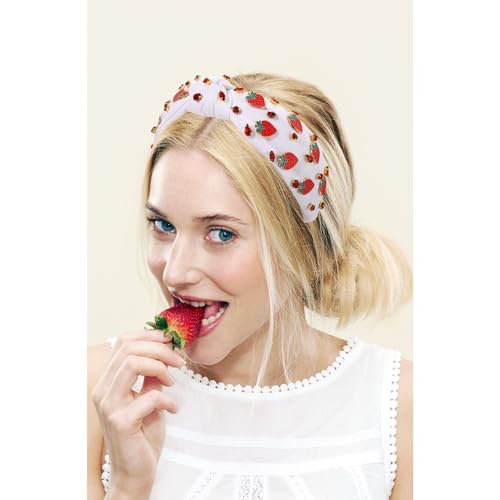 Strawberry Headband for Women - Jeweled Tropical Fruit Hair Accessory