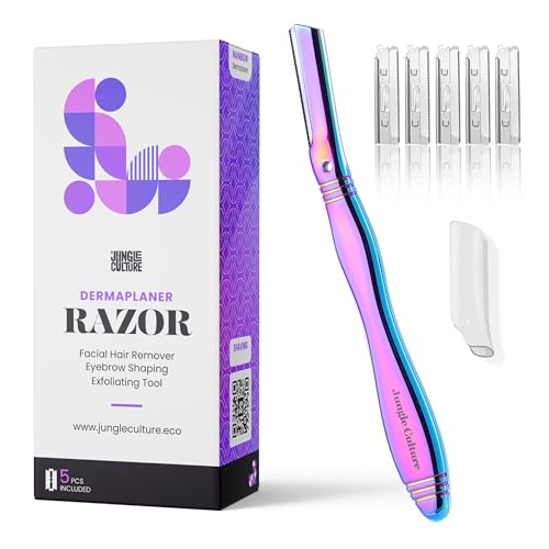 Jungle Culture Dermaplaning Tool - Reusable Facial Razor with 5 Blades