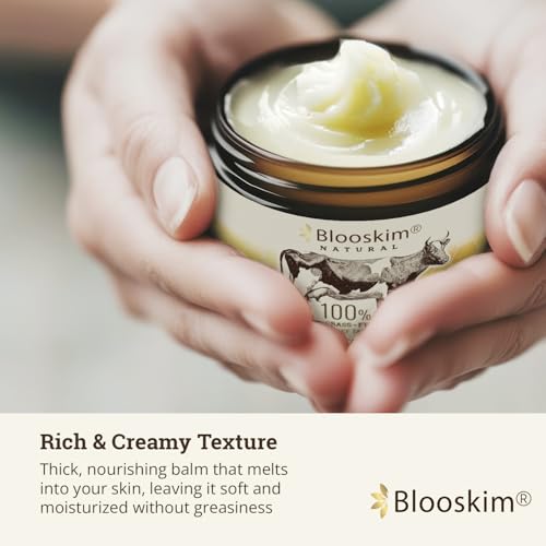 Blooskim Beef Tallow Honey Balm 2oz (Pack of 2) – Whipped Organic Moisturizer for Dry Skin