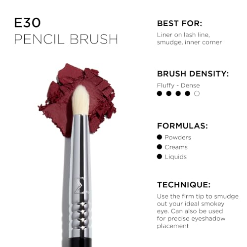 Sigma E30 Pencil Eyeshadow Brush Cranberry 1 Pack - Precise Eye Makeup Tool