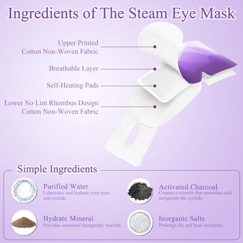 Lavender Steam Eye Mask - 32 Packs Self-Heating Warm Compress
