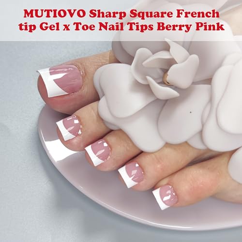 MUTIOVO Berry Pink Sharp Square French Tip Toe Nail Tips - 240 pcs