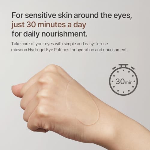 mixsoon Bean Hydrogel Eye Patch - Hydrating Collagen Under Eye Masks (30 Pairs)