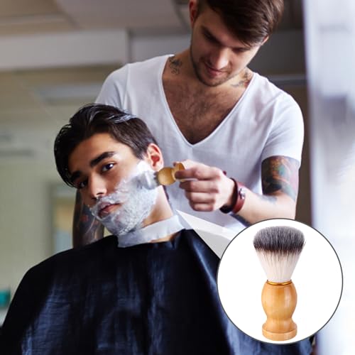 7Pcs Brown Shaving Brush Set with Wooden Handle - Professional Quality