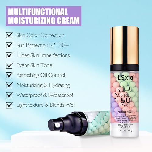 LSxia 3-in-1 Color Correcting Primer with SPF 50 - Oil Control Moisturizer