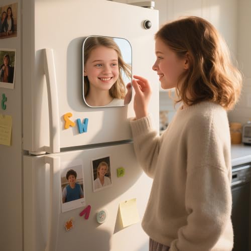 Magnetic Locker Mirror - 4.92" x 6.89" Real Glass, 2 Pack