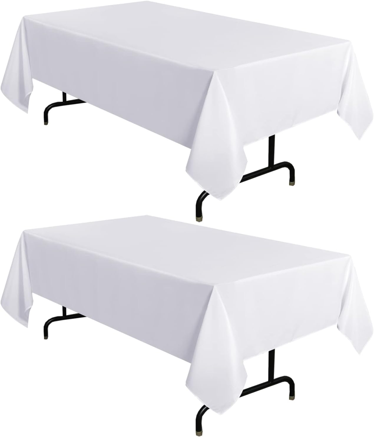 White Rectangle Tablecloth 60 x 102 Inch - Stain & Wrinkle Resistant Polyester for Dining, Buffets & Camping