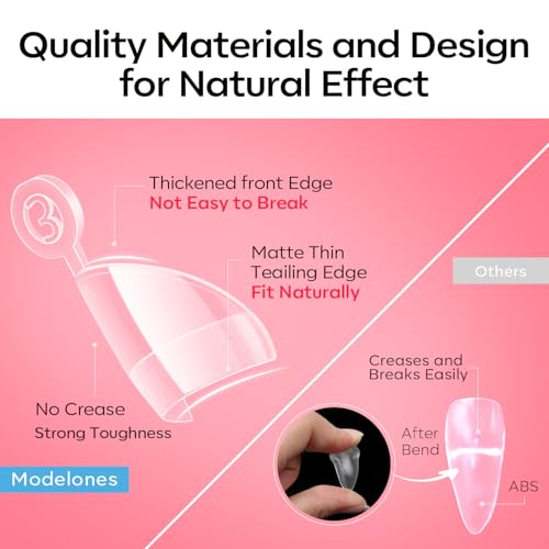 Modelones Short Almond Nail Tips - 510pcs Clear Acrylic Press On