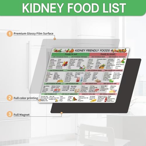 Kidney Diet Food Chart - Magnetic A4 Guide for Healthy Eating
