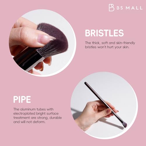 BS-MALL Coffee 14 Pcs Travel Makeup Brush Set with Case