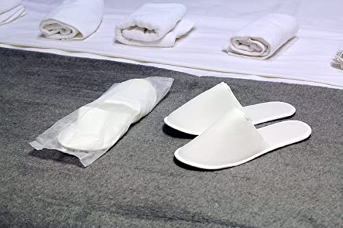 Disposable Hotel Slippers 10 Pairs White Economy Footwear for Airbnb Spa Wedding