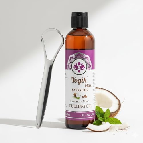 Yogik Bliss Coconut Mint Oil Pulling Mouthwash – Ayurvedic Oral Care with Vitamins D3, E & K2
