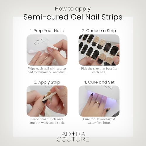 Soft Shimmer Semi-Cured Gel Nail Strips Kit - 20 Pieces with Prep Pads & File