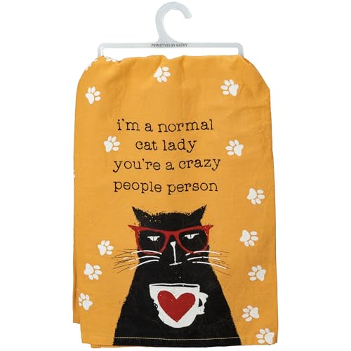 Funny Cat Lady Kitchen Towel - 28" Cotton Dish Towel