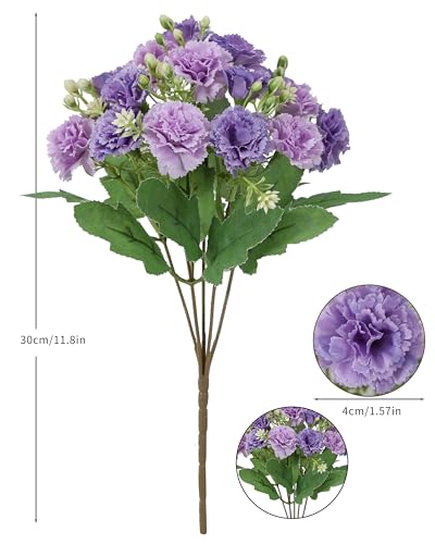DuHouse Silk Carnation Flowers - 6 Bundles for Home & Wedding Decor
