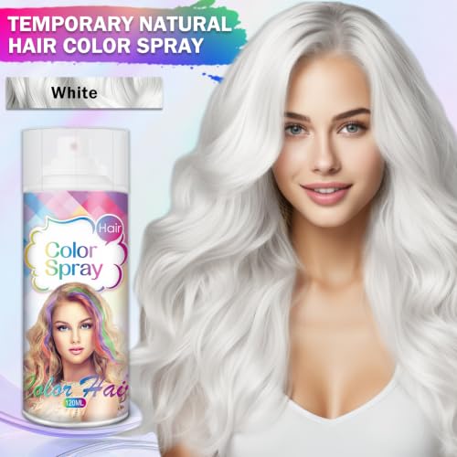 AIUEO White Temporary Hair Color Spray - Vibrant Hair Dye for Cosplay & Events