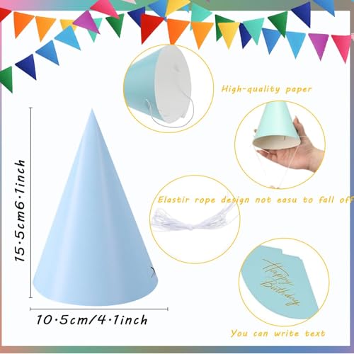 36PCS Adjustable Pastel Party Hats for Adults - Cute Birthday Decorations