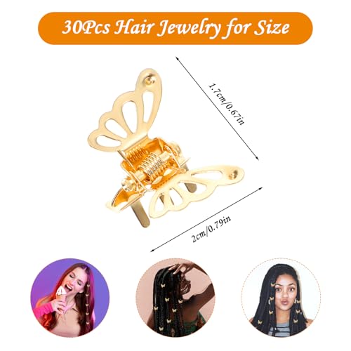 Ouligay 30 Pcs Gold Butterfly Hair Clips - Durable Mini Claw Clips