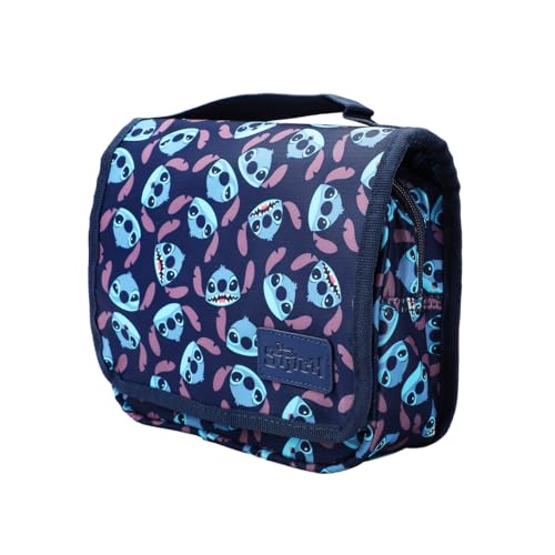 Disney Stitch Travel Toiletry Bag - Foldable Blue Cosmetic Organizer