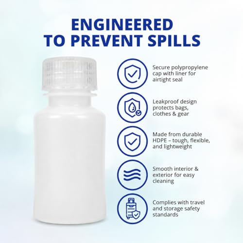 United Scientific 3 oz Travel Bottles - Leakproof & TSA Approved, 6-Pack