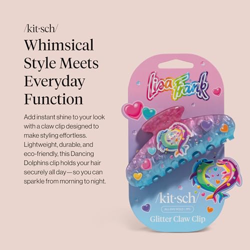 Lisa Frank Glitter Hair Clip - Dancing Dolphins Claw Clip for Women