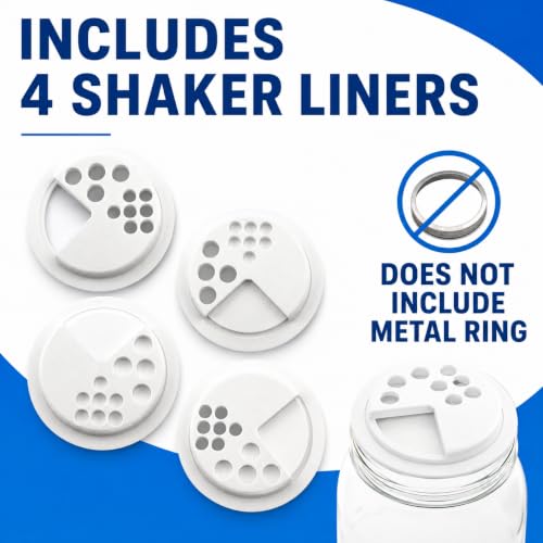 Adjustable Spice Shaker Lids for Mason Jars - 4 Pack