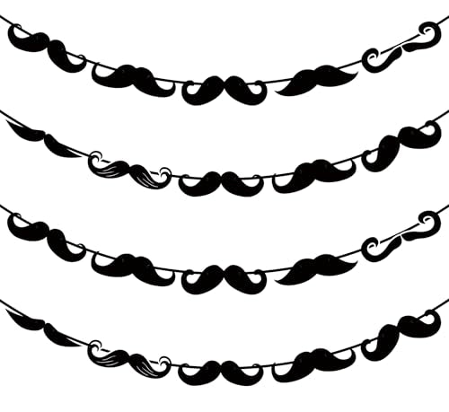 Moustache Banner Decorations - 3 Pack for Birthdays & Parties