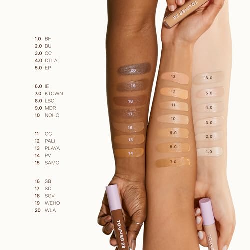 Tower 28 Swipe Serum Concealer - Hydrating Medium-Full Coverage Concealer + Under Eye Brightener - Skin Care Infused Makeup with Hyaluronic Acid + Soothing Centella - 4.0 Light/Medium Cool (0.22 oz)
