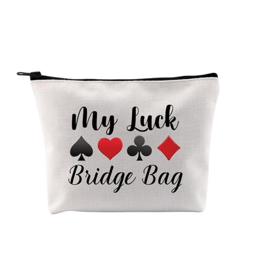 G2TUP White Bridge Player Cosmetic Bag - Card Game Lover Gift, Travel Organizer