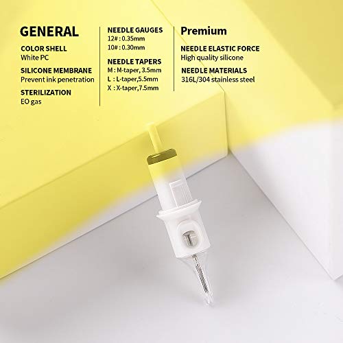 Hawink #12 Curved/Round Magnum Tattoo Cartridge Needles 20Pcs with Membrane Model 1205RM