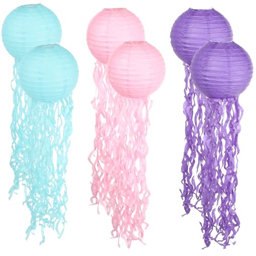 Hitefu Jellyfish Paper Lanterns - 6 Pack Ocean Theme Decor